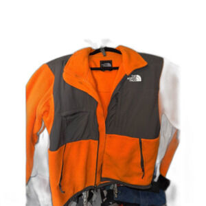 The North Face Men's S Orange Fleece Zipper Coat Adult Small Soft Jacket